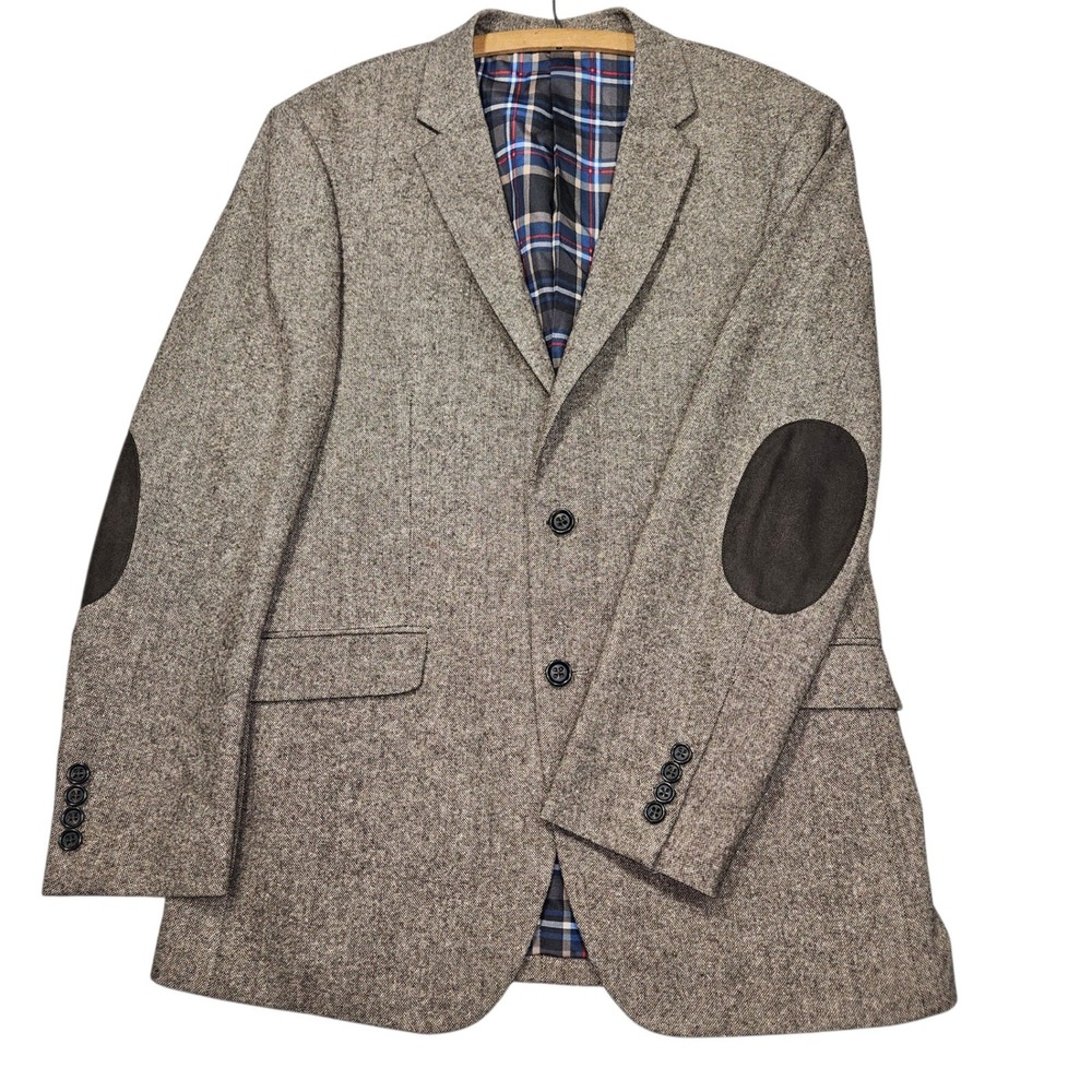 U.S. Polo Assn. Tweed Wool Blend Elbow Patch Blazer Sport Coat Brown 40R